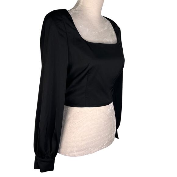 ASTR The Label Womens Shirt Blouse Black Small Cropped New - Picture 4 of 10